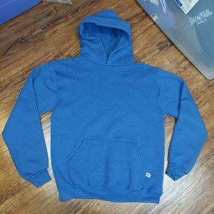 Vintage 80s Hoodie Sz M Blue Sweatshirt Blank Mens
